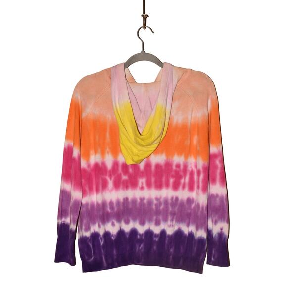 WISPR BY BRODIE CASHMERE $185 Multi-Color Tie-Dye Lightweight Pullover Hoodie XS - Picture 2 of 3
